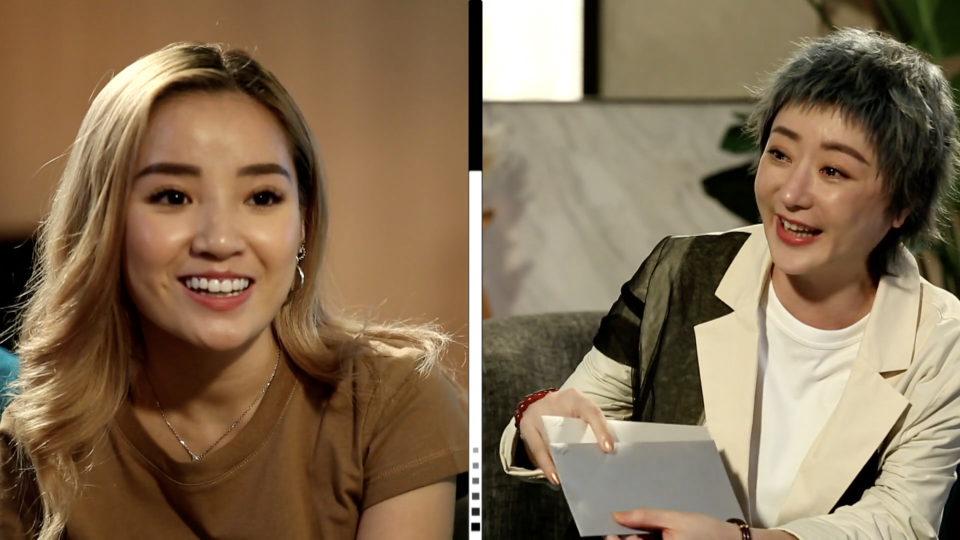 Naomi Neo (left) opened up to Quan Yifeng in the latest two episodes of Mediacorp talk show Hear U Out about her younger days. (Screenshot: meWATCH)