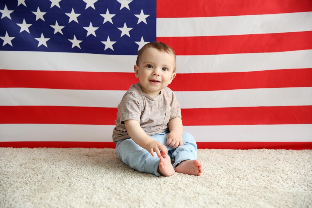 Patriotic Baby with American Flag