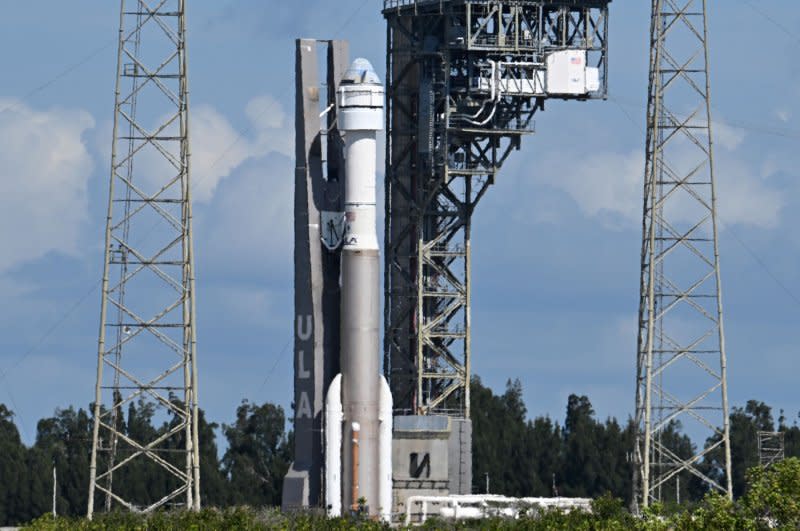 A United Launch Alliance Atlas V rocket is rolled out from the Vertical Integration Building to Complex 41 at Cape Canaveral Space Force Station on Saturday,. The rocket will carry Boeing's Starliner capsule on its maiden crewed mission for NASA. Photo by Joe Marino/UPI