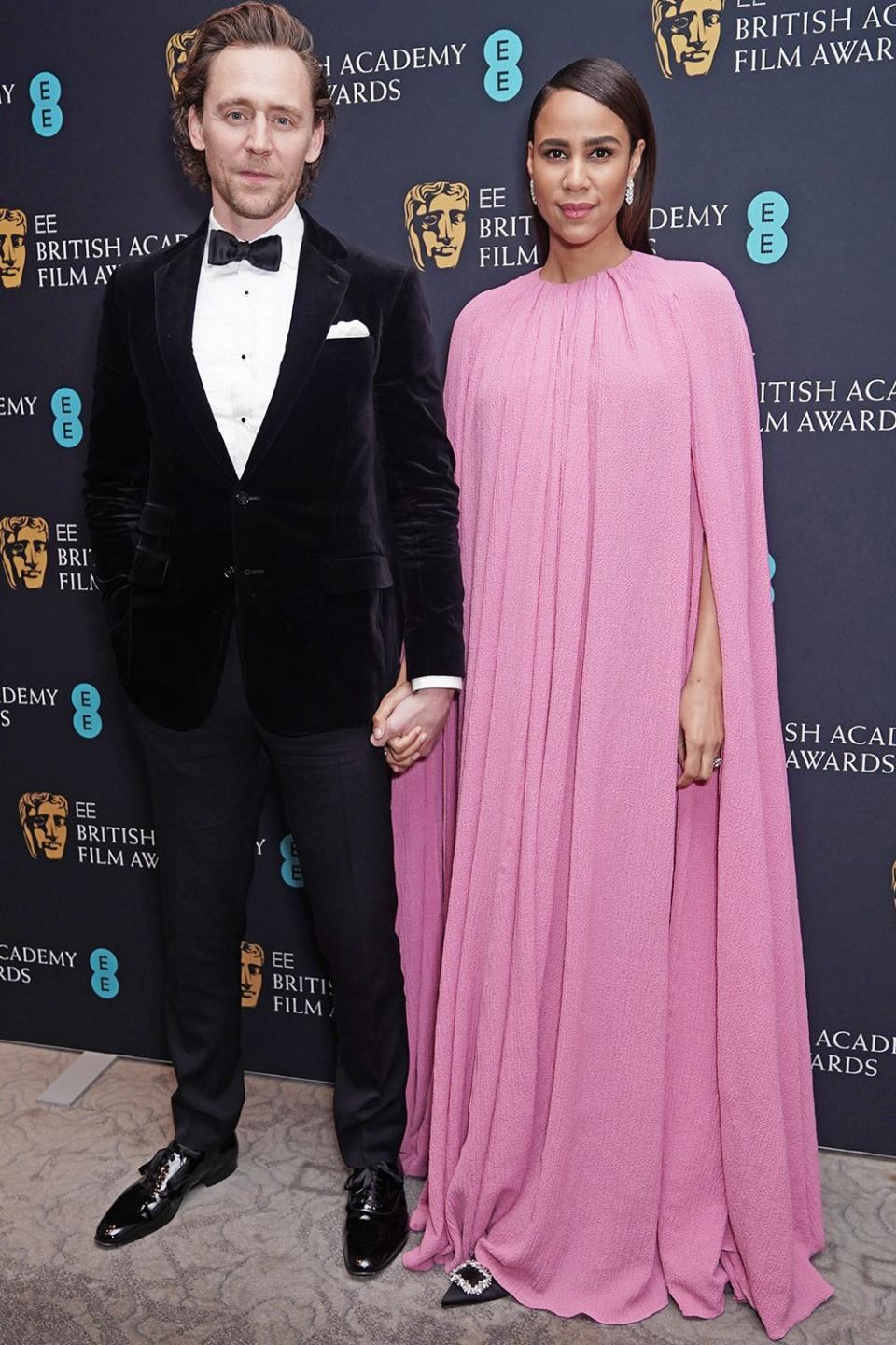 Tom Hiddleston and Zawe Ashton - wearing a large ring on her wedding finger - arriving at the 75th British Academy Film Awards Dinner at the Grosvenor House Hotel in London. Picture date: Sunday March 13, 2022. (Photo by Yui Mok/PA Images via Getty Images)