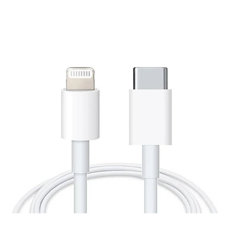 A la izquierda, un conector Lightning. A la derecha, un conector A la izquierda, un conector USB-C. A la derecha, un conector USB-C