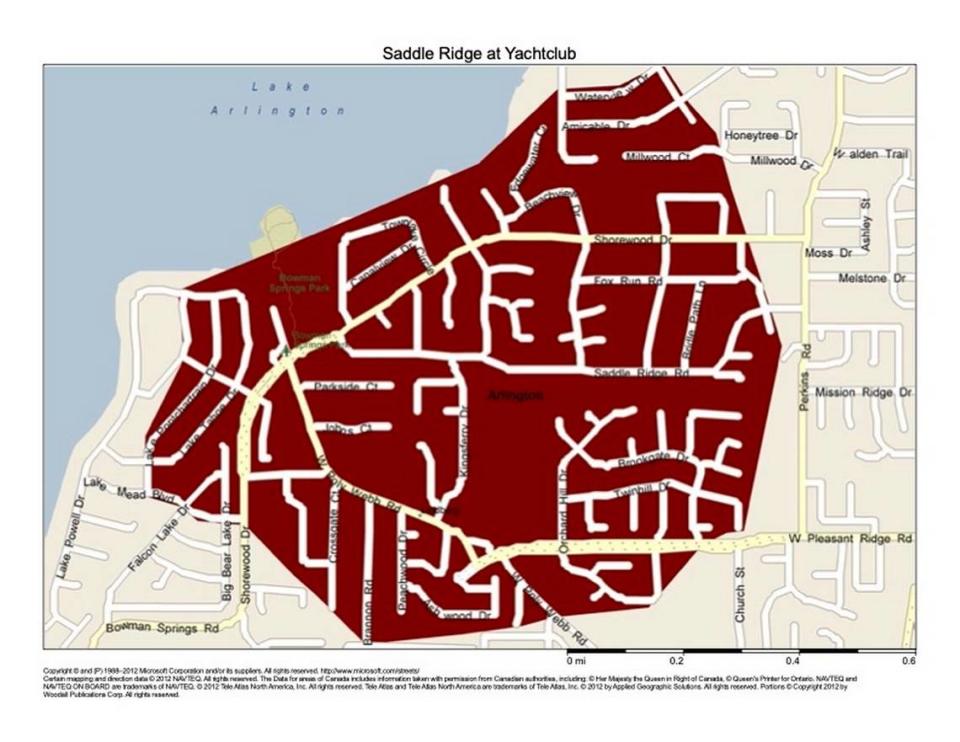 The City of Arlington will conduct targeted ground spraying for West Nile Virus in the area around Saddle Ridge Road and Yachtclub Drive.