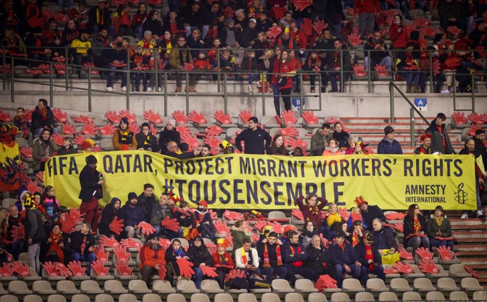 Belgium supporters call for reform in Qatar (BELGA MAG/AFP via Getty Images)