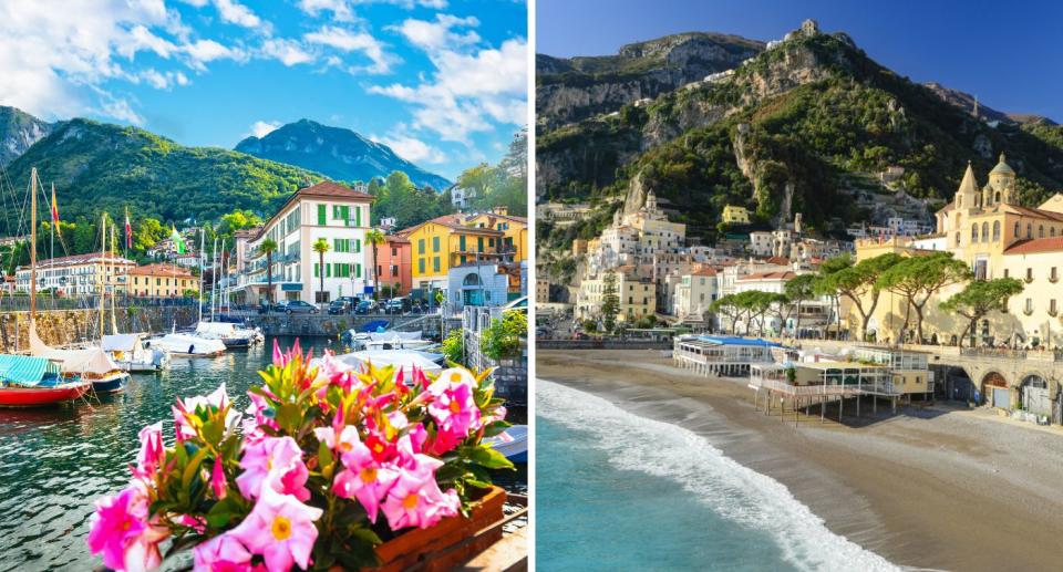 Town of Menaggio on Lake Como and the stunning Amalfi Coast in Italy. Source: Getty