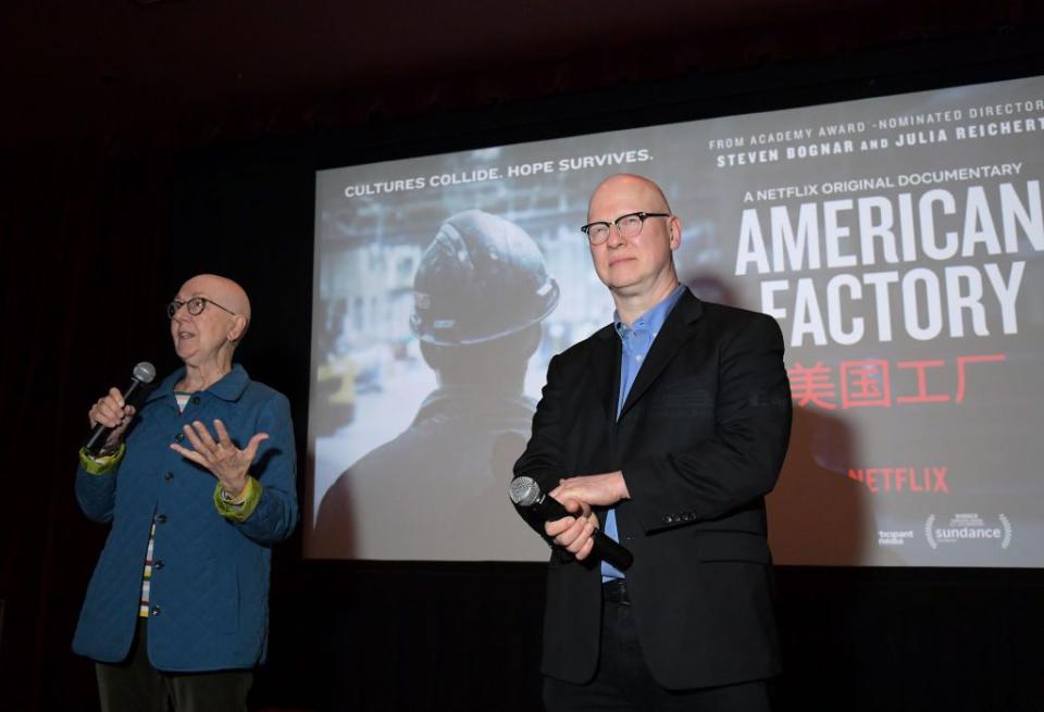 WEST HOLLYWOOD, CALIFORNIA - JANUARY 31: Julia Reichert and Steven Bognar speak onstage at the 'American Factory' AMPAS screening at Soho House on January 31, 2020 in West Hollywood, California. (Photo by Charley Gallay/Getty Images for Netflix)