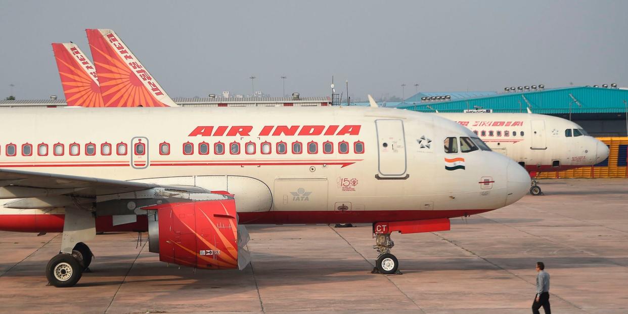 An Air India plane is parked at Indira Gandhi International airport in New Delhi.