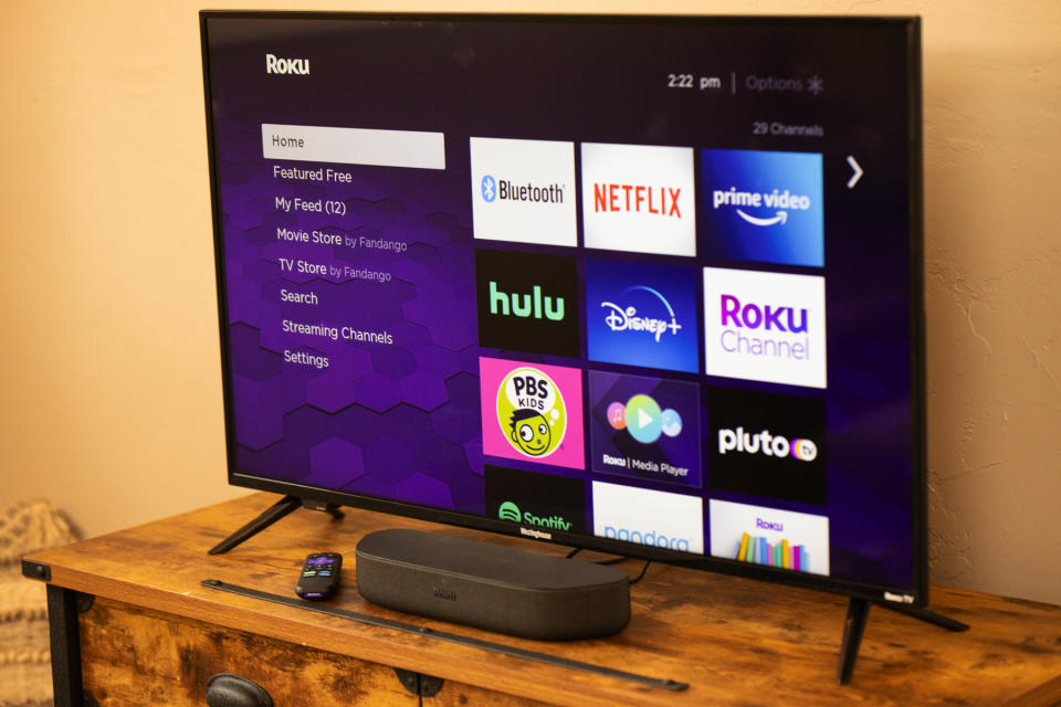 Roku Streambar smart soundbar in a living room.