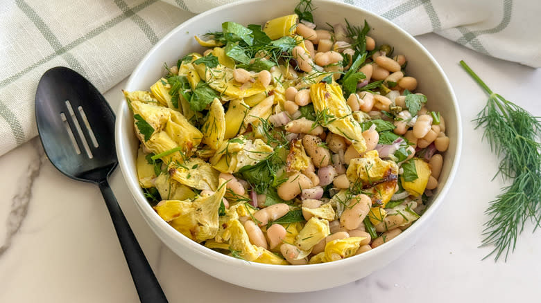 white bowl with salad