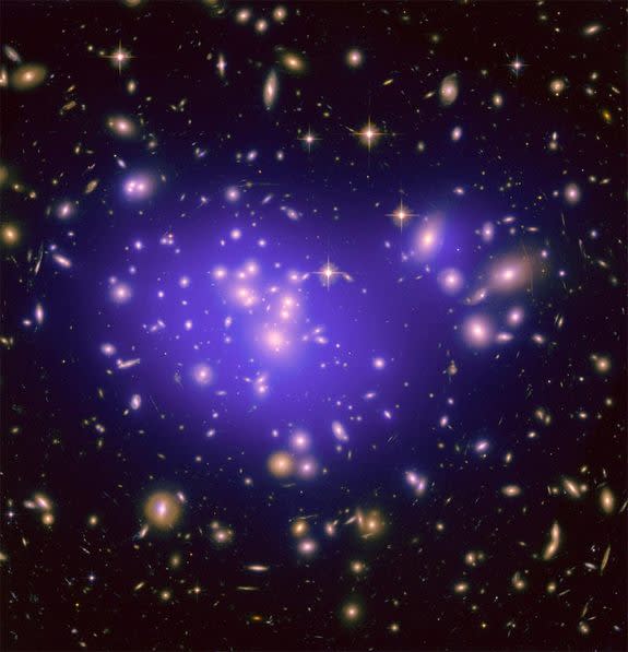 Abell galaxy cluster highlighted in purple light