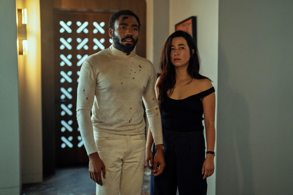 Donald Glover and Maya Erskine in 