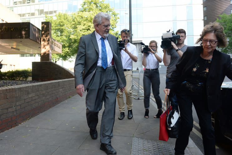 Rolf Harris leaves Southwark Crown Court (PA