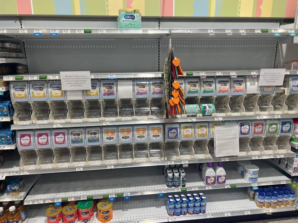 A photo taken by Burgundy Lunsford, creator of the Facebook group "Feeding Babies Across the Emerald Coast," shows the mostly empty shelves at a Crestview grocery store. The group was created to help parents find baby formula amid a nationwide shortage.