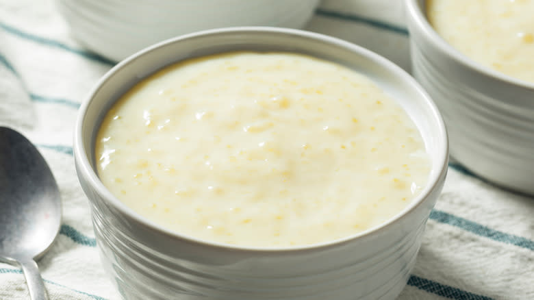 Homemade tapioca pudding a bowl