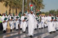 Emirati bagpipe players pictured at the National Day parade. (Photo: Donna.M.Bee.Photography)