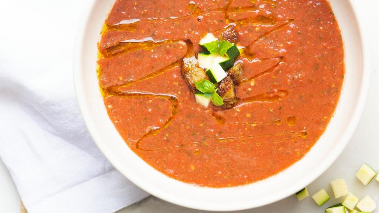 PHOTO: A bowl of tomato and watermelon gazpacho. (Ashton Keefe)