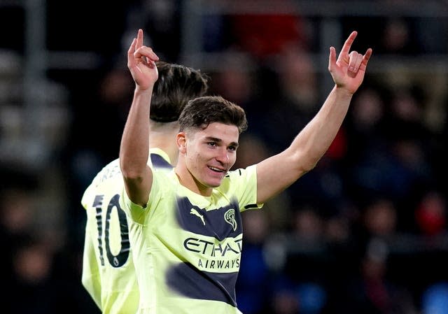 Julian Alvarez celebrates for Manchester City