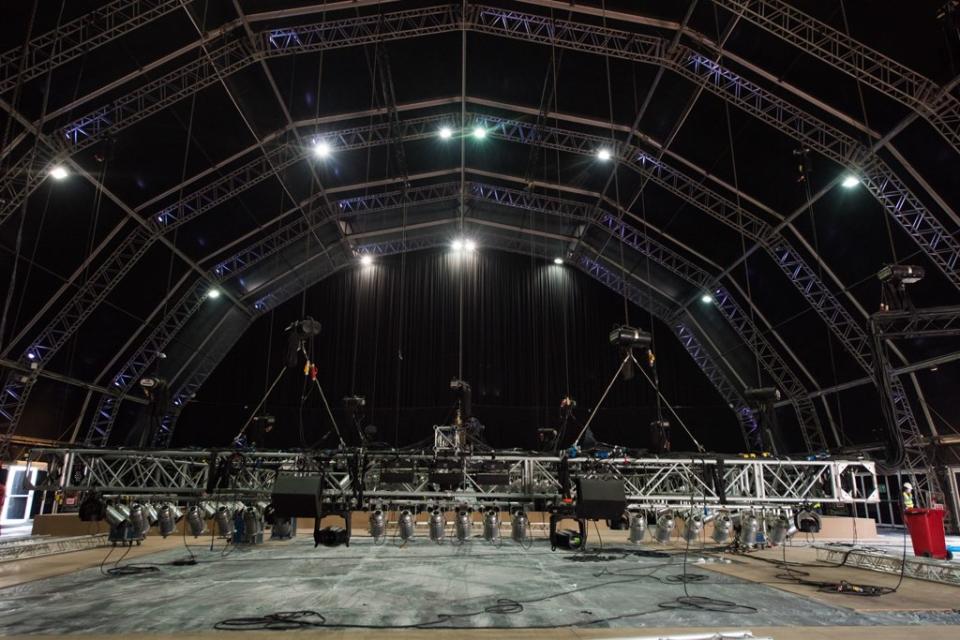 The under-construction Flash Forum on Fight Island in Abu Dhabi. (Courtesy of the UFC)