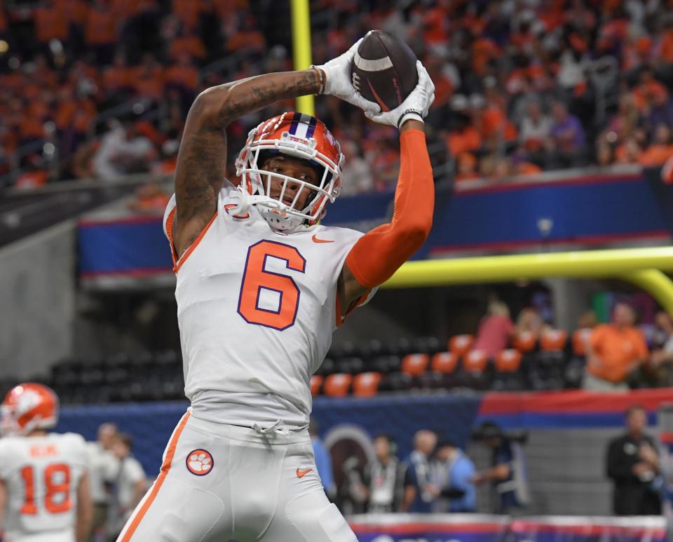 Clemson wide receiver E.J. Williams (6) during warm ups before game at the Mercedes-Benz Stadium in Atlanta, Georgia Monday, September 5, 2022.