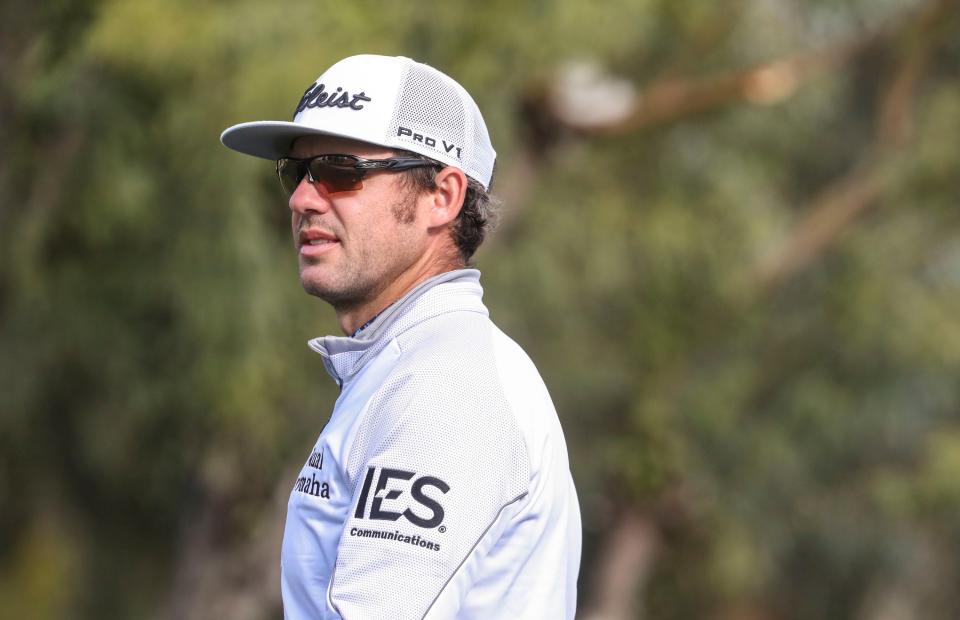 Lanto Griffin walks down the fairway on hole 13 during the third round of The American Express at the La Quinta Country Club in La Quinta, Calif., Saturday, Jan. 22, 2022. 