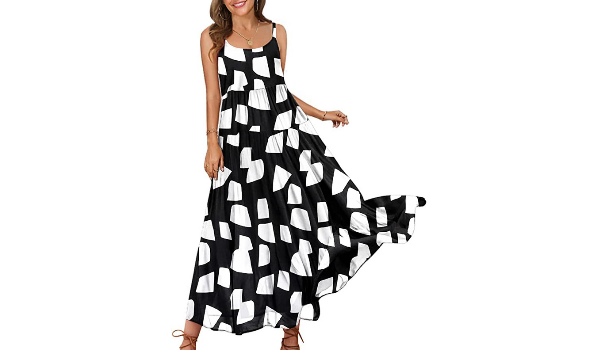 black and white maxi dress