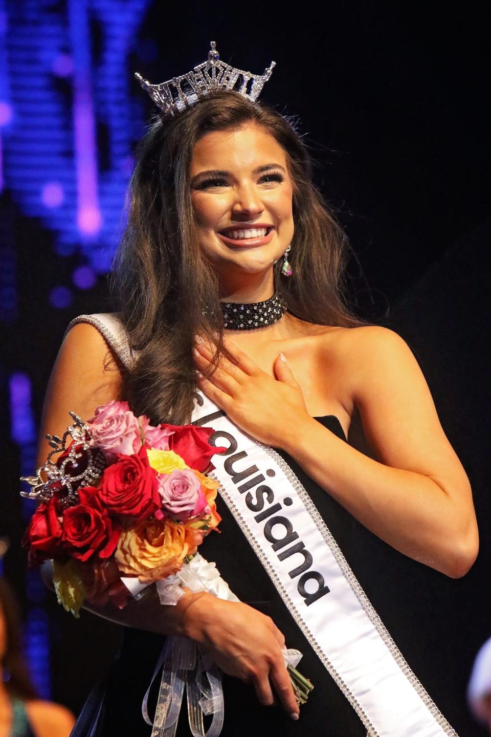 Miss Louisiana Watermelon Festival Olivia Grace George was crowned Miss Louisiana Saturday evening, June 15, 2024, in the W.L. Jack Howard Theatre at the Monroe Civic Center.