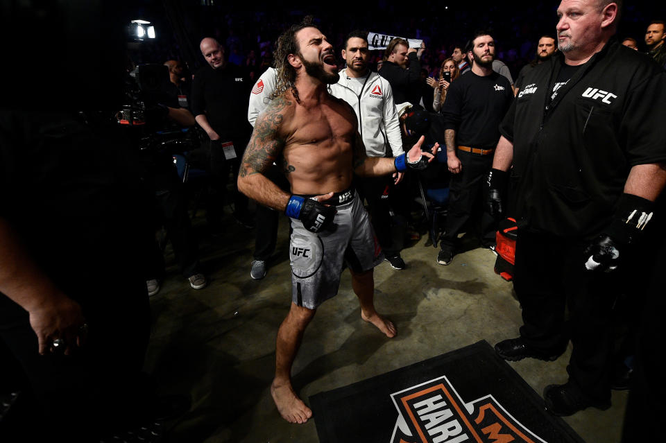 NORFOLK, VA - NOVEMBER 11:  Clay Guida prepares to enter the Octagon prior to facing Joe Lauzon in their lightweight bout during the UFC Fight Night event inside the Ted Constant Convention Center on November 11, 2017 in Norfolk, Virginia. (Photo by Brandon Magnus/Zuffa LLC/Zuffa LLC via Getty Images)