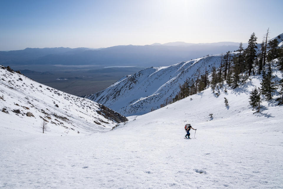 The slog up to Red Lake Basin never got easier. It’s steep, tight and feels like it goes on forever. I probably walked up there 4 other times you don’t even see in the episode. It feels like my backyard now.<p>Photo: Ming Poon</p>