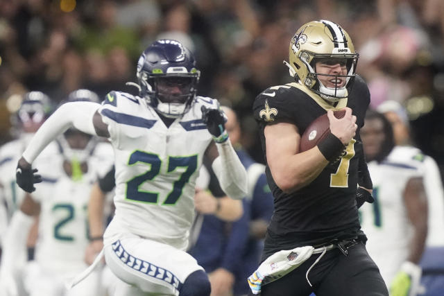 Seattle Seahawks offensive tackle Stone Forsythe (78) is seen during an NFL  football game against the New Orleans Saints, Sunday, Oct. 9, 2022, in New  Orleans. (AP Photo/Tyler Kaufman Stock Photo - Alamy