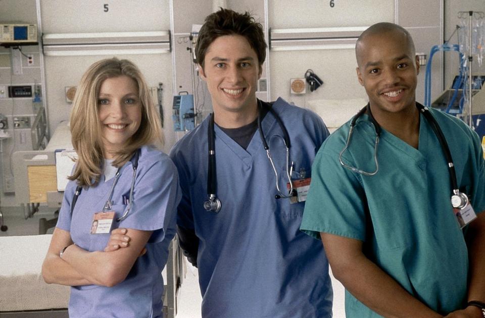 Sarah Chalke, Zach Braff und Donald Faison (v.l.n.r.) in der Erfolgsserie "Scrubs". (Bild: ddp)