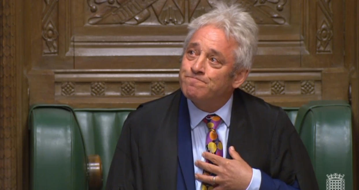 Speaker John Bercow announces that he will stand down during an an impassioned speech in the House of Commons, London. (Photo by House of Commons/PA Images via Getty Images)