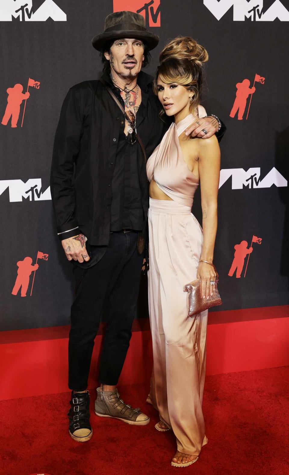 Tommy Lee and Brittany Furlan attend the 2021 MTV Video Music Awards at Barclays Center on September 12, 2021 in the Brooklyn borough of New York City.