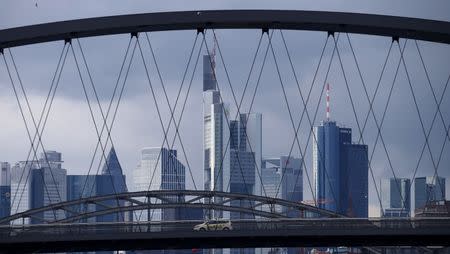 Frankfurt skyline with the Commerzbank headquarters is pictured in Frankfurt, Germany February 11, 2016. REUTERS/Ralph Orlowski/File Photo