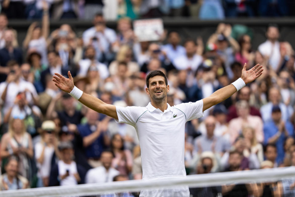 今年連摘三座網球大滿貫金盃的球王Novak Djokovic於美網飲恨，無緣年度全滿貫。(Photo by Simon Bruty/Anychance/Getty Images)