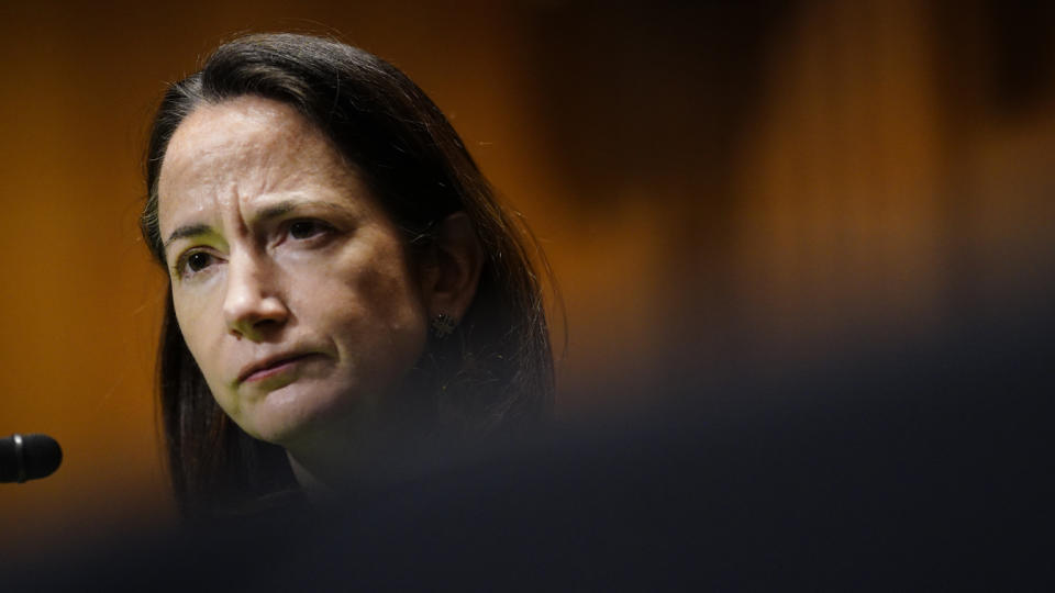 Avril Haines testifies at her confirmation hearing before the Senate Intelligence Committee. (Melina Mara-Pool/Getty Images)