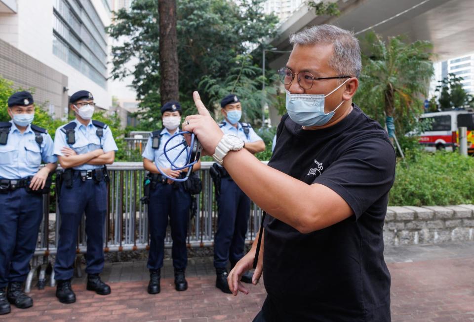 記協主席陳朗昇被控阻差辦公，今日下午在西九龍裁判法院提堂。(蘇文傑攝)