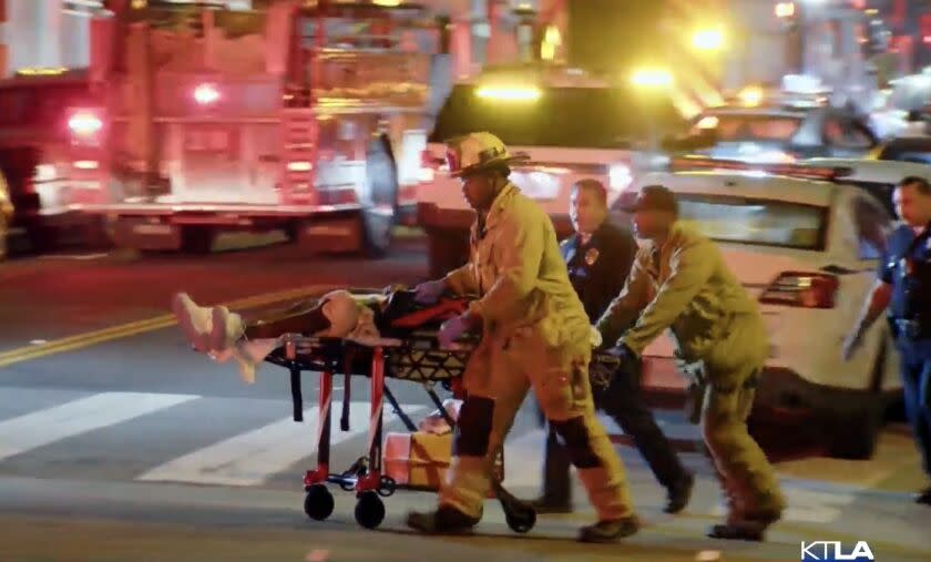 Westlake, California-May 20, 2023-Four people were shot and two are in critical condition after an incident in Westlake, Los Angeles on May 20, 2023. (KTLA)