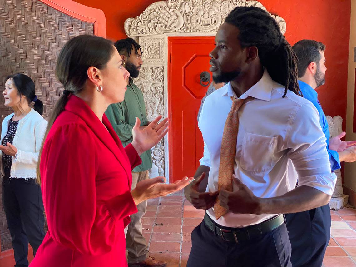 “G7: 2070” at The Kampong (l-r): Gwendolyn Lai, Amanda Ortega, LeoRising, Scott, Jarryd Arden and Michael Ferreiro play delegates to a climate summit in the world premiere of William Hector’s play.