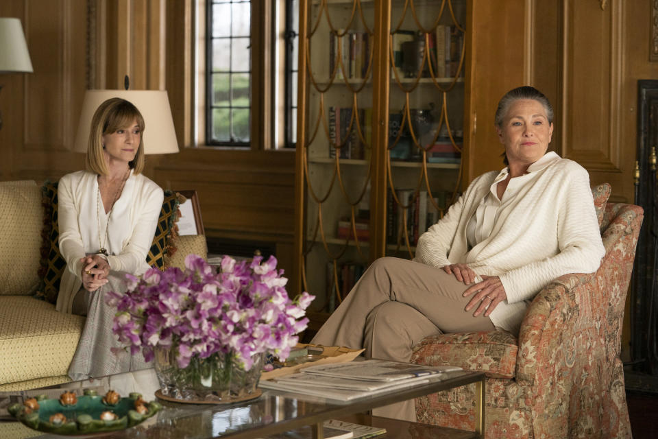 Holly Hunter plays Rhea Jarrell, left, with Cherry Jones as Nan Pierce. (Photo: Peter Kramer/HBO)