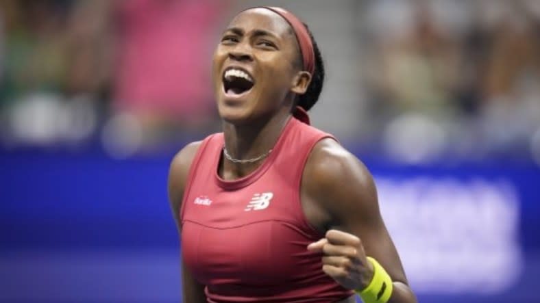 Coco Gauff reacts during a match against Aryna Sabalenka during the women’s singles final of the U.S. Open tennis championships on Sept. 9 in New York. (Photo: Charles Krupa/AP)