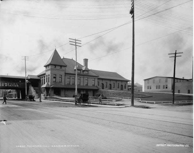 Chicago and North Western Railway] station. Circa 1880s