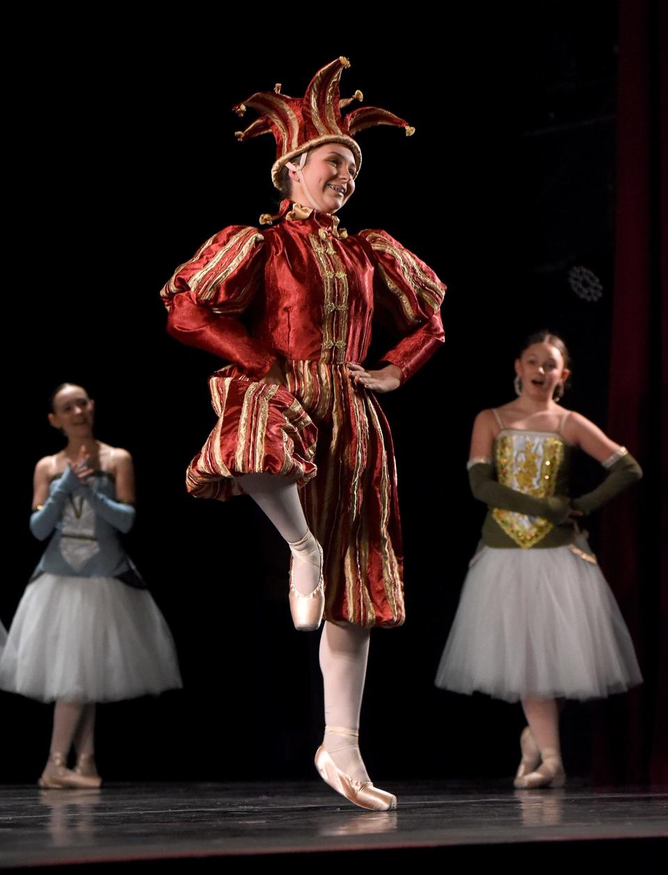 River Raisin Ballet Company dancer Emily Bellino dances the roll of the Court Jester in the production of "Cinderella" at the River Raisin for the Arts.