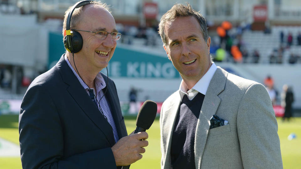 Jonathan Agnew and Michael Vaughan. (Photo by Philip Brown/Getty Images)