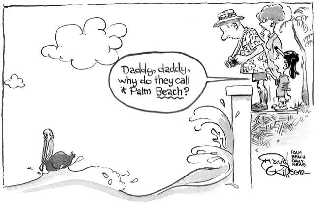 David Willson’s first Palm Beach Daily News cartoon, March 15, 1992.