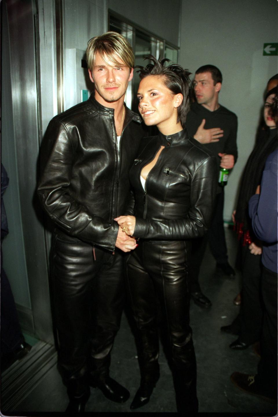 All-leather motorcycle outfits prove the couple’s love of matching (DAVE BENETT)