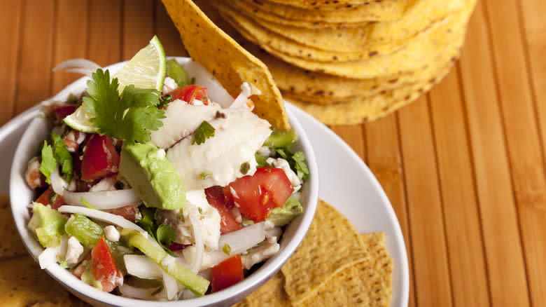 A bowl of ceviche