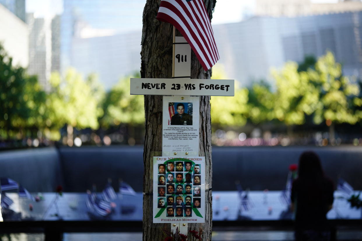 People visit the 9/11 Memorial in New York City on Wednesday.