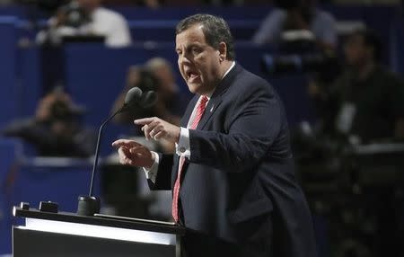 New Jersey Governor Chris Christie speaks at the Republican National Convention in Cleveland, Ohio, U.S. July 19, 2016. REUTERS/Jim Young