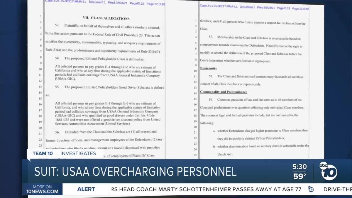 Lawsuit USAA overcharging personnel