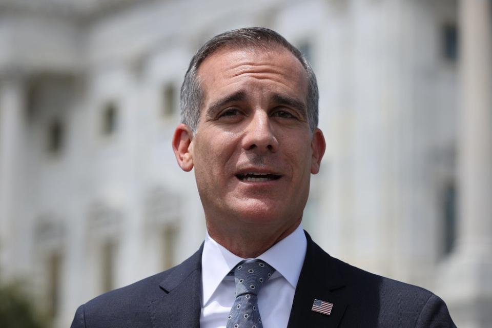 El alcalde de Los Ángeles, Mayor Eric Garcetti, se enfrentó a críticas por  el aumento de las tasas de homicidio en la ciudad (Getty Images)