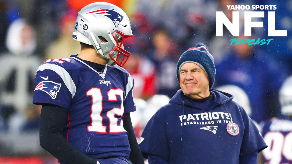 Tom Brady and Bill Belichick had a conversation on Wednesday that reportedly "did [not] go well." Terez Paylor & Charles Robinson break down what this means on the latest Yahoo Sports NFL Podcast. (Photo by Adam Glanzman/Getty Images)